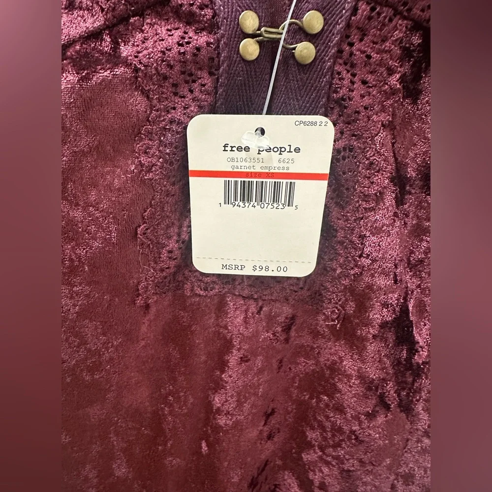 FP Wait For It Wine Red Velvet Bodycon Mini Dress - Picture 6 of 7